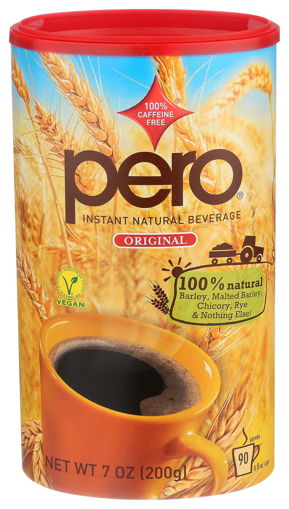 Pero steaming cup ready in minutes, showcasing quick enjoyment