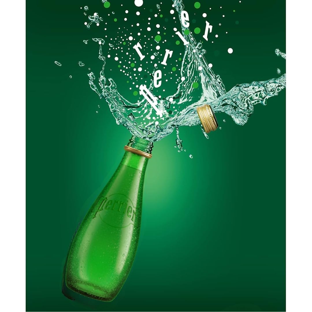 Perrier pack of 12 on kitchen shelf for easy hosting