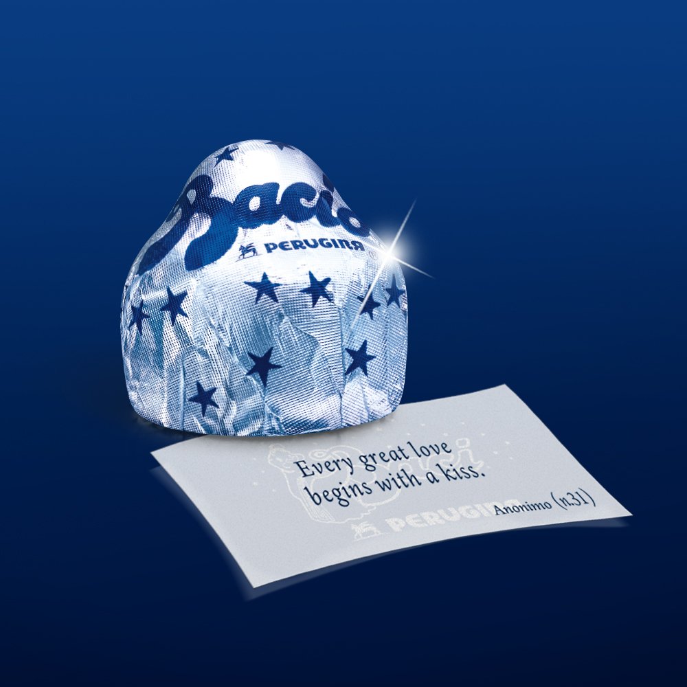 Perugina Baci hazelnut center close-up with creamy filling.