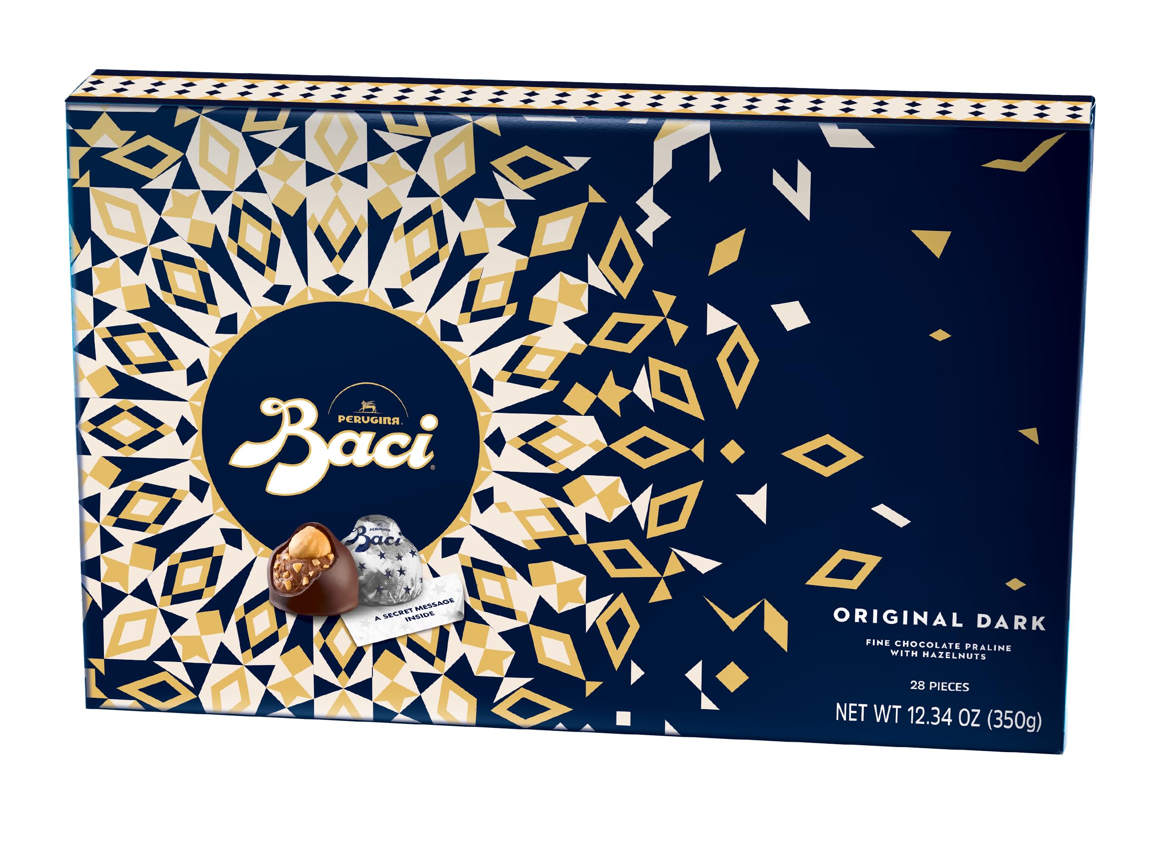 Perugina classic dark chocolate box front view, showcasing elegant packaging