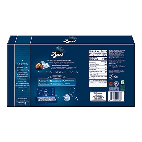 Perugina classic dark chocolate box opened, revealing pralines
