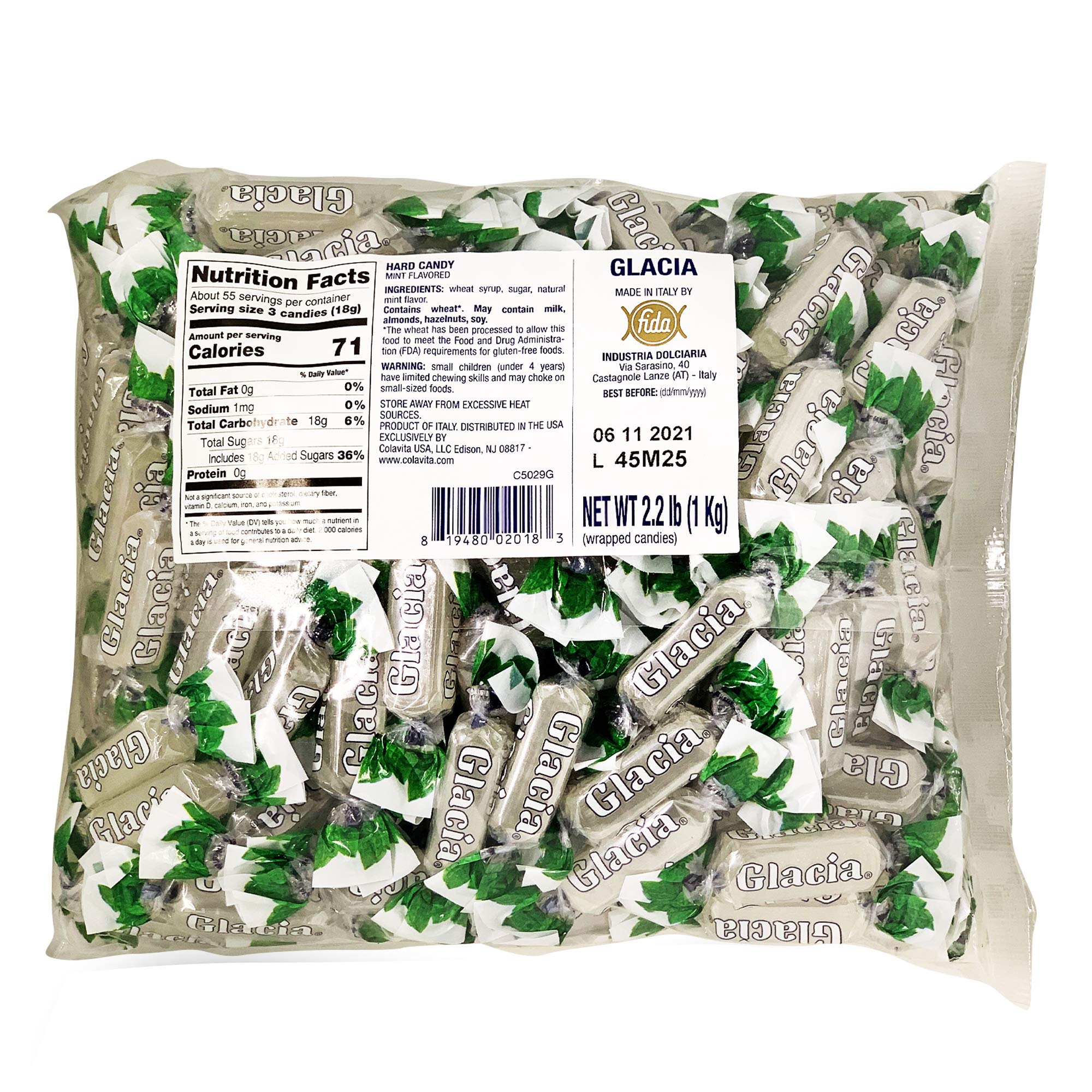 Perugina Glacia Mint candy bag displaying refreshing alpine-inspired flavor.