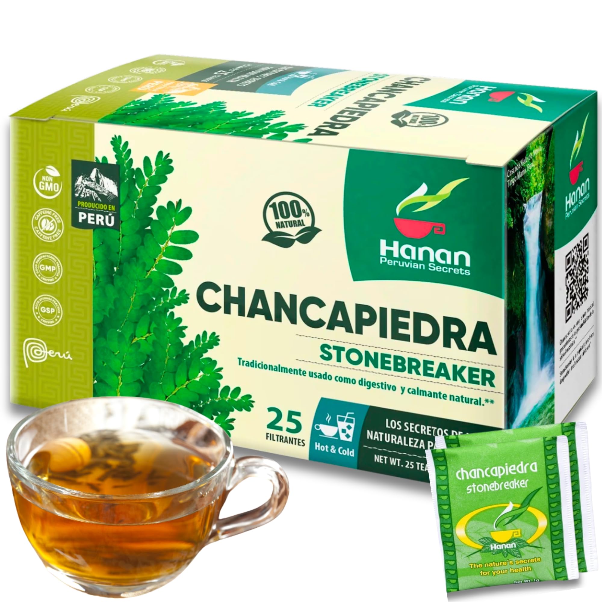 Peruvian Naturals Hanan tea packaging shows 25 teabags for daily ritual.