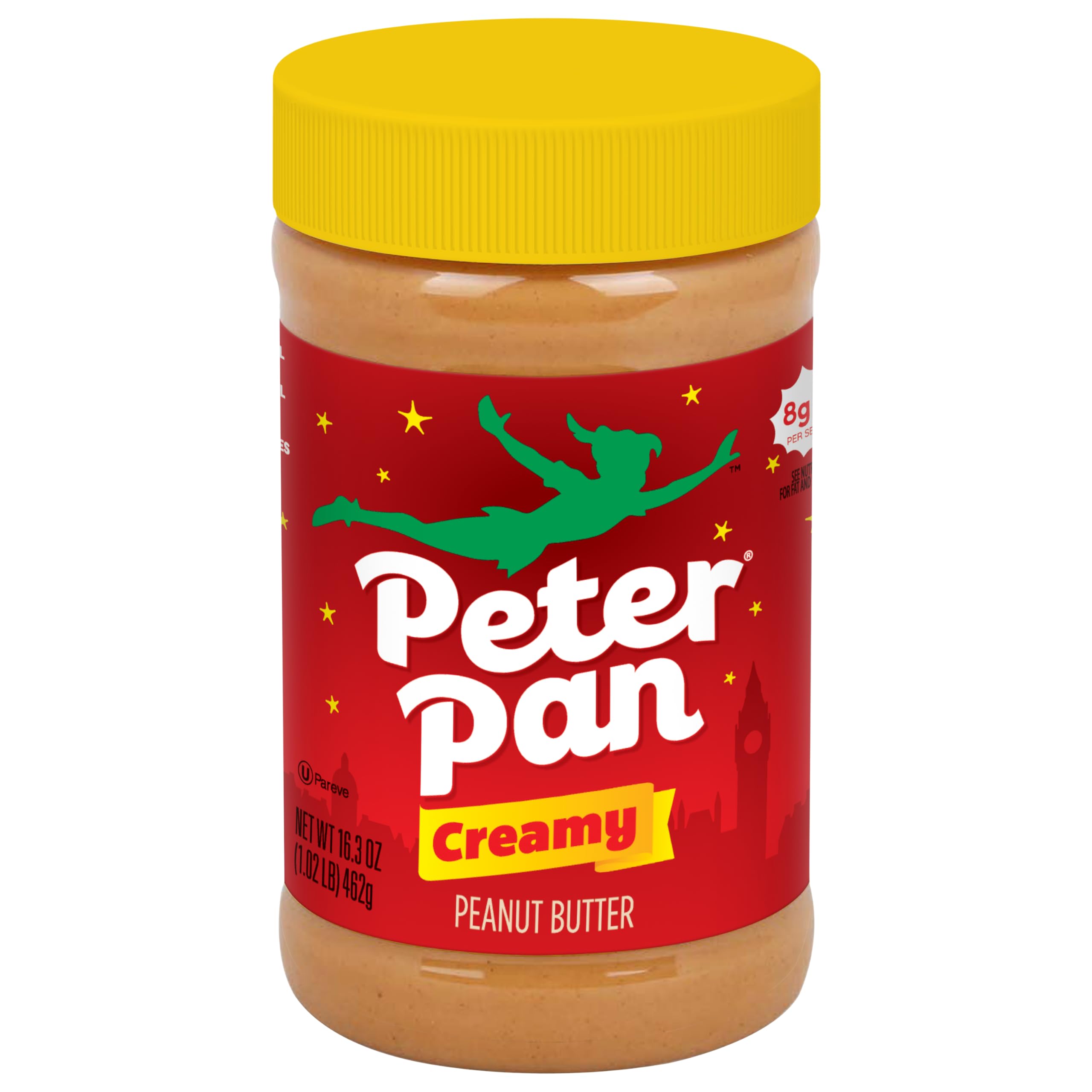 Peter Pan Creamy Peanut Butter jar with smooth spread for sandwiches