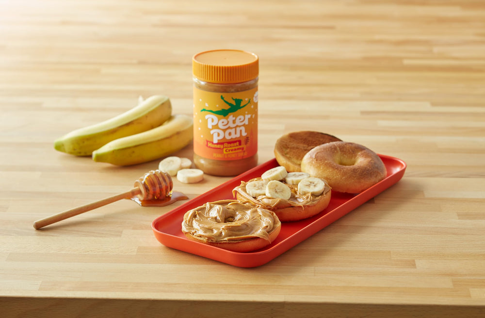 Gluten-free Peter Pan peanut butter with roasted peanuts and real honey.