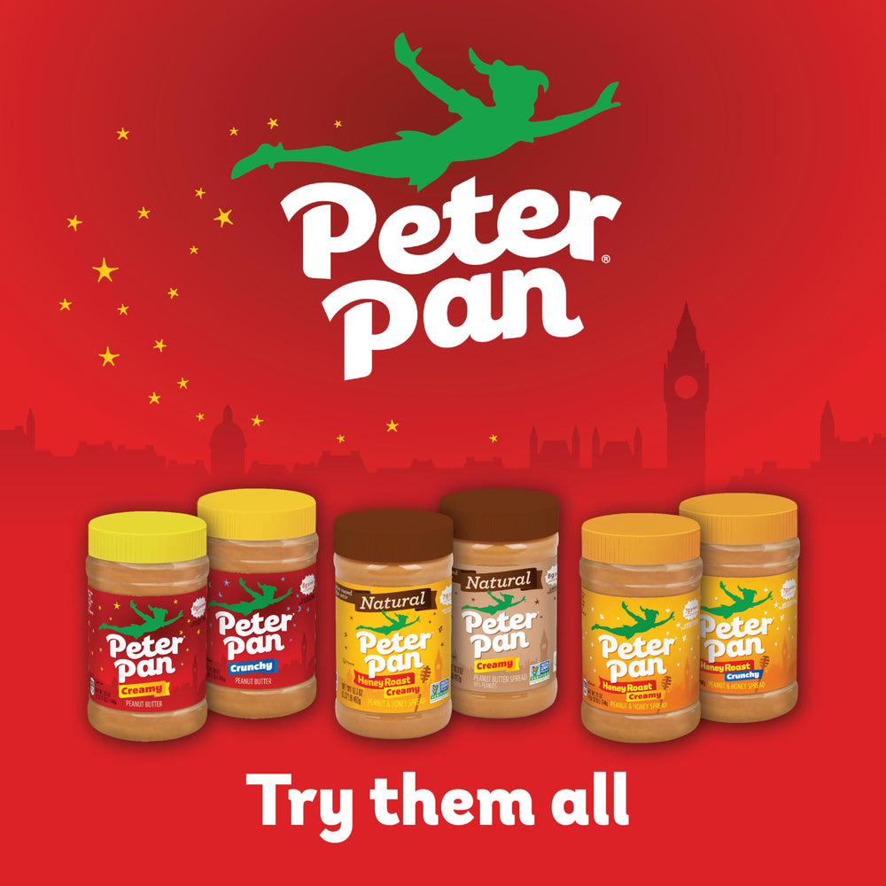 Peter Pan creamy peanut butter spread on toast for breakfast