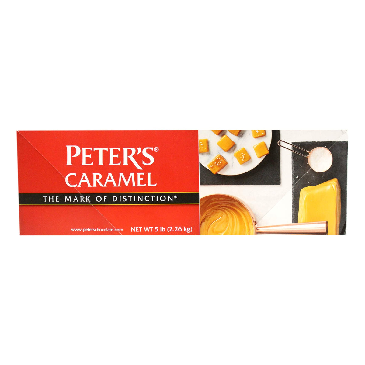 Peters Chocolate caramel block melting to dip apples for homemade caramel apples.