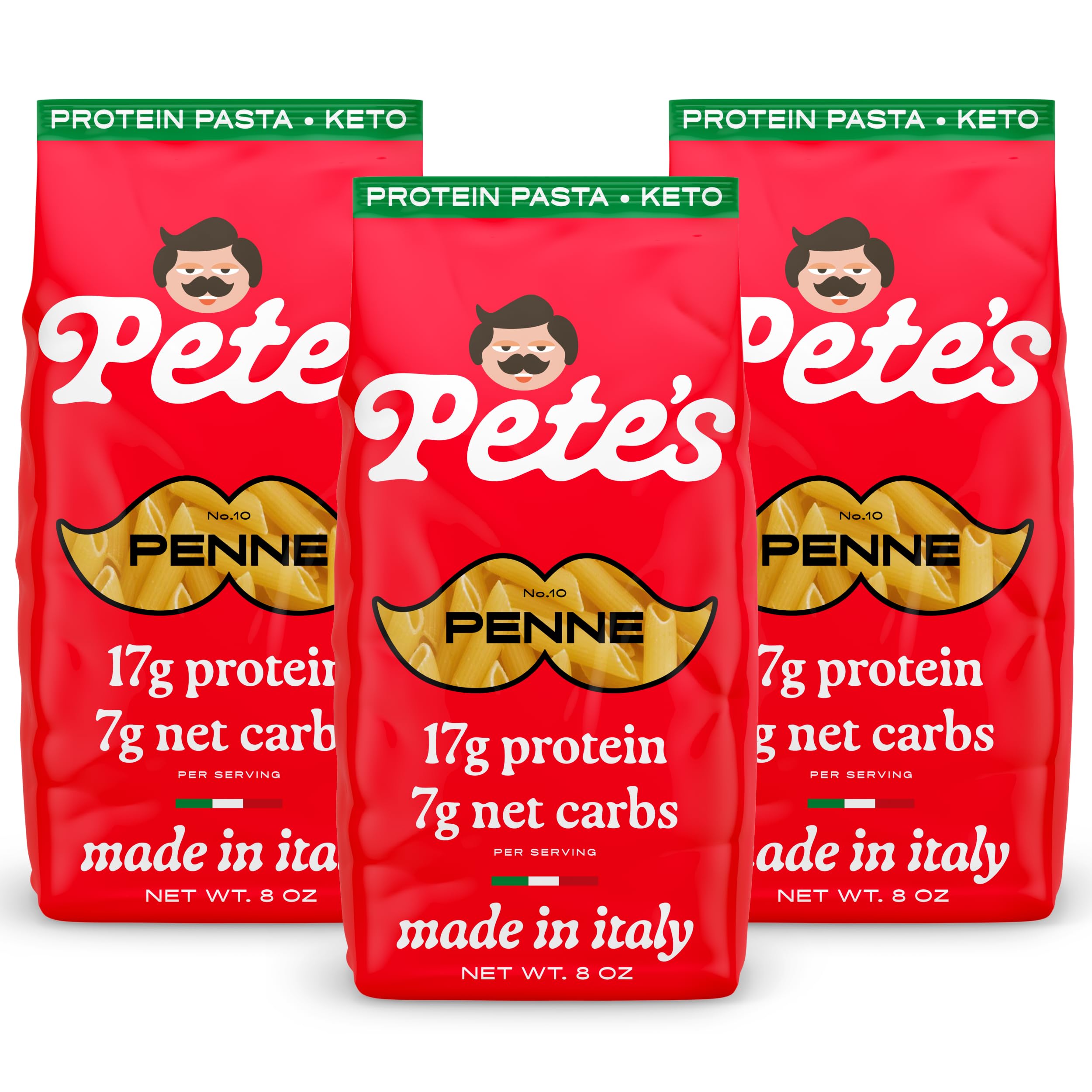 Pete's Pasta penne uncooked packaging shows authentic Italian quality