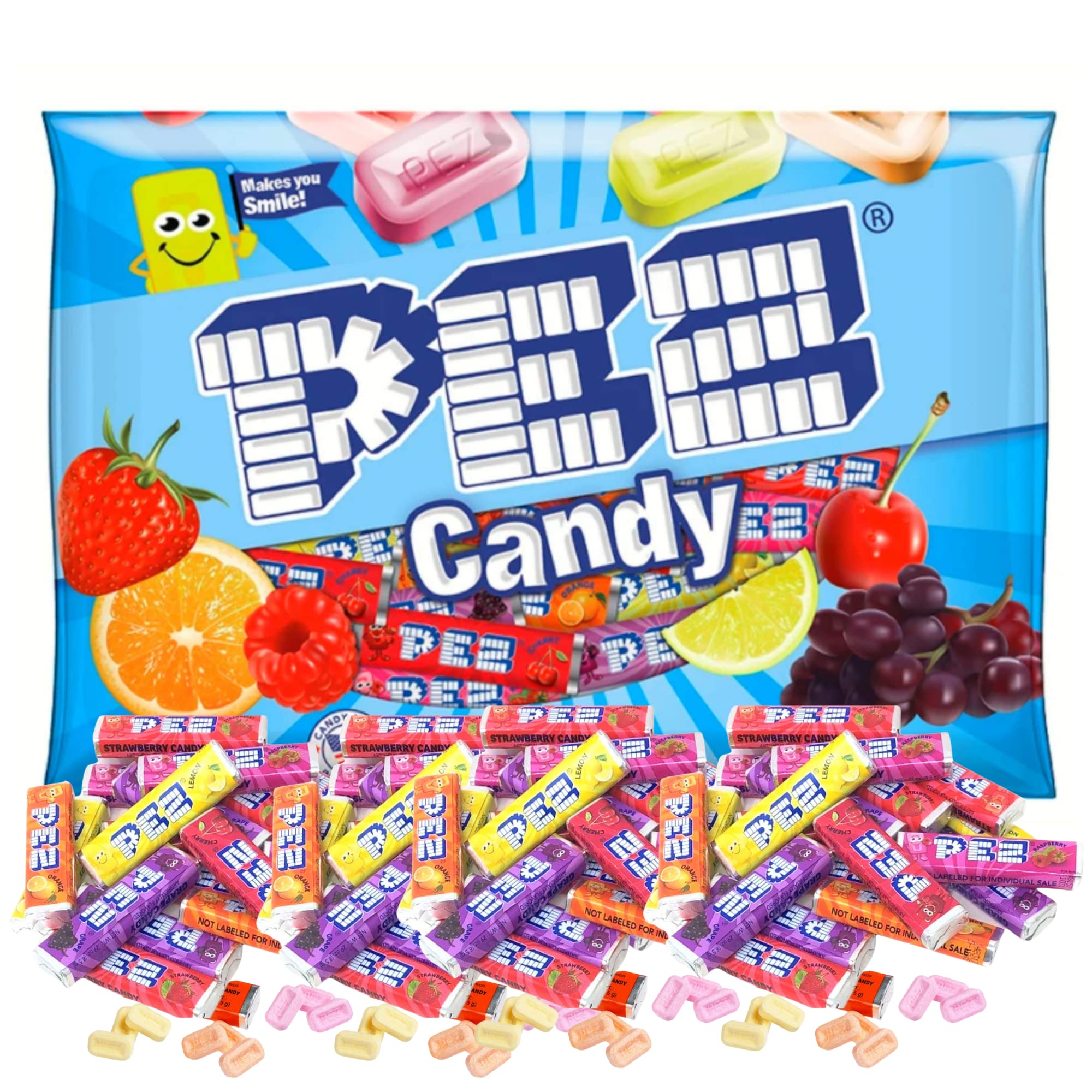PEZ candy refill rolls in 11oz variety bag, ready for quick treats.
