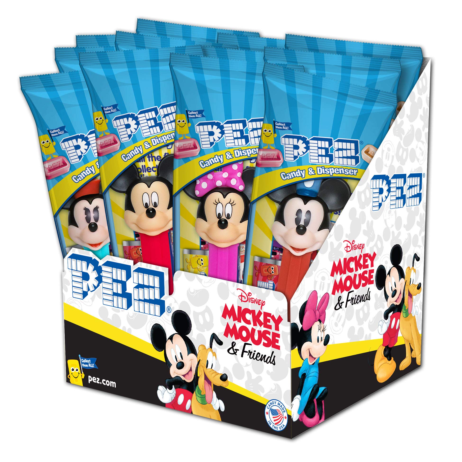 PEZ Disney Mickey dispensers pack-12, ideal for party favors and collections.