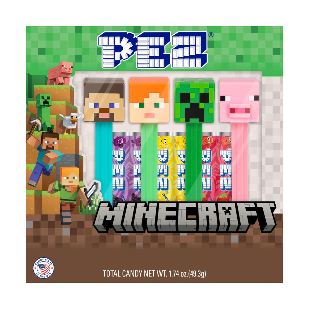 PEZ Minecraft dispenser featuring Steve for collectible display and pretend play