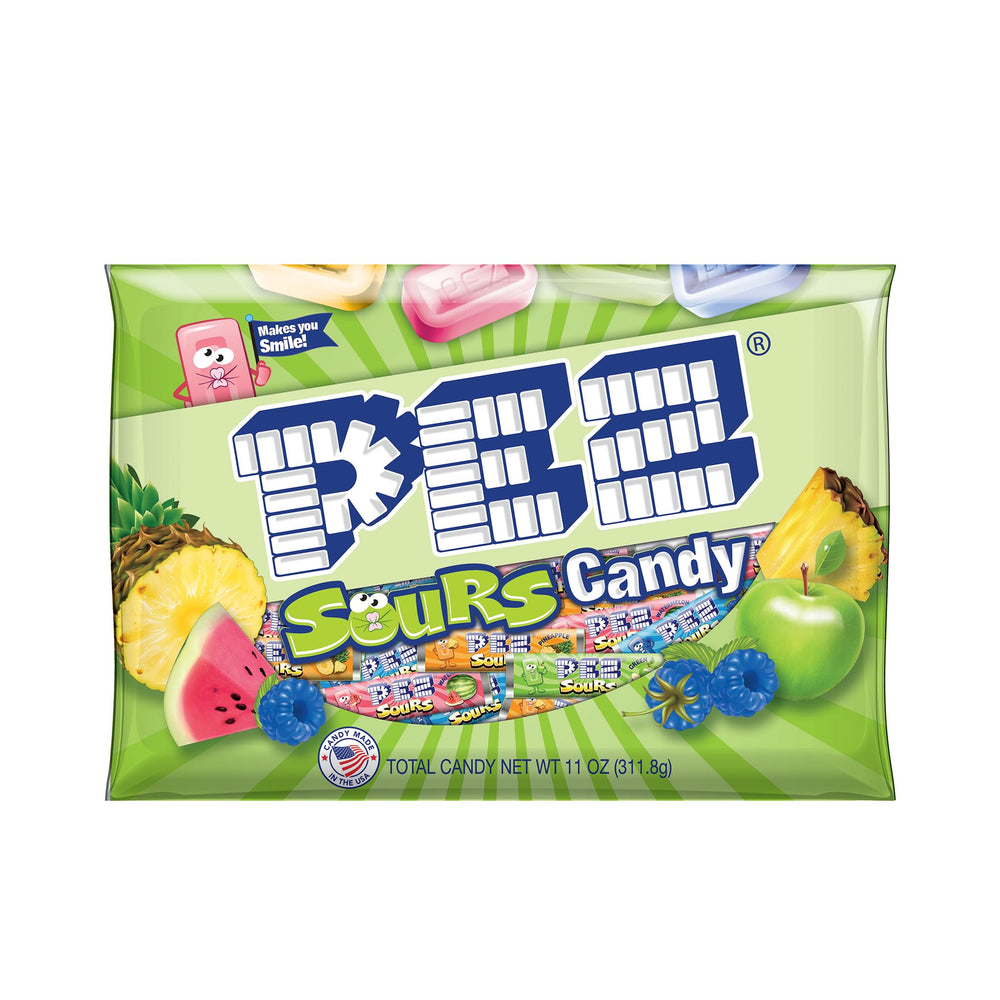 PEZ Sour Refill Rolls in 11 oz bag, ideal for refilling PEZ dispensers