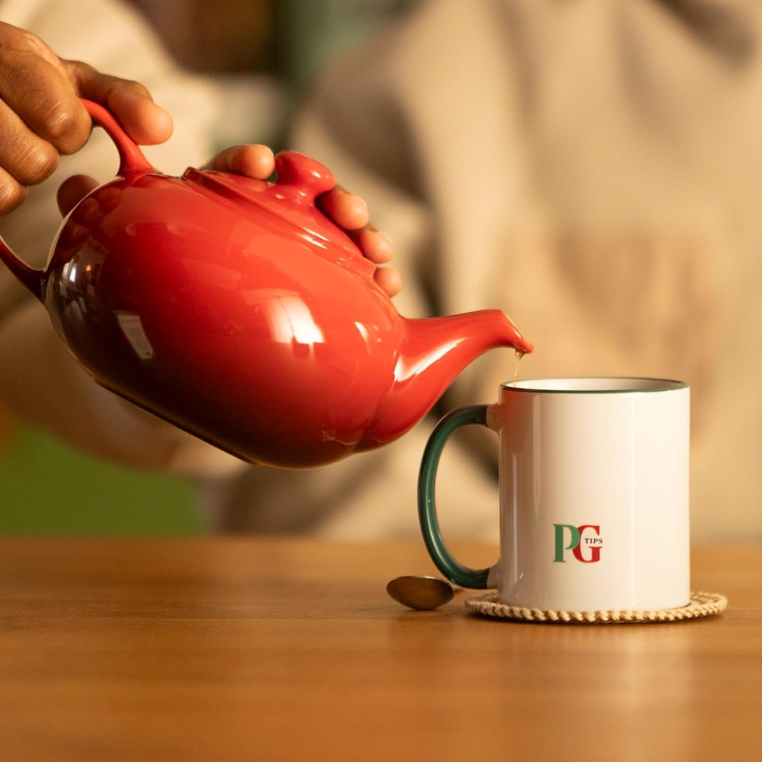 PG Tips British tea in a mug showcases iconic flavor and comfort.