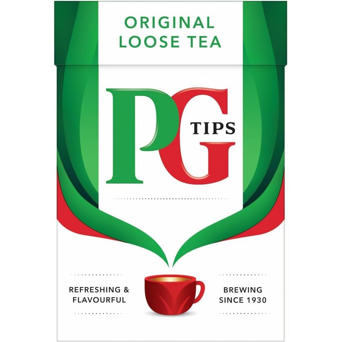 PG Tips loose leaf contents in 250g packaging for pantry stock.