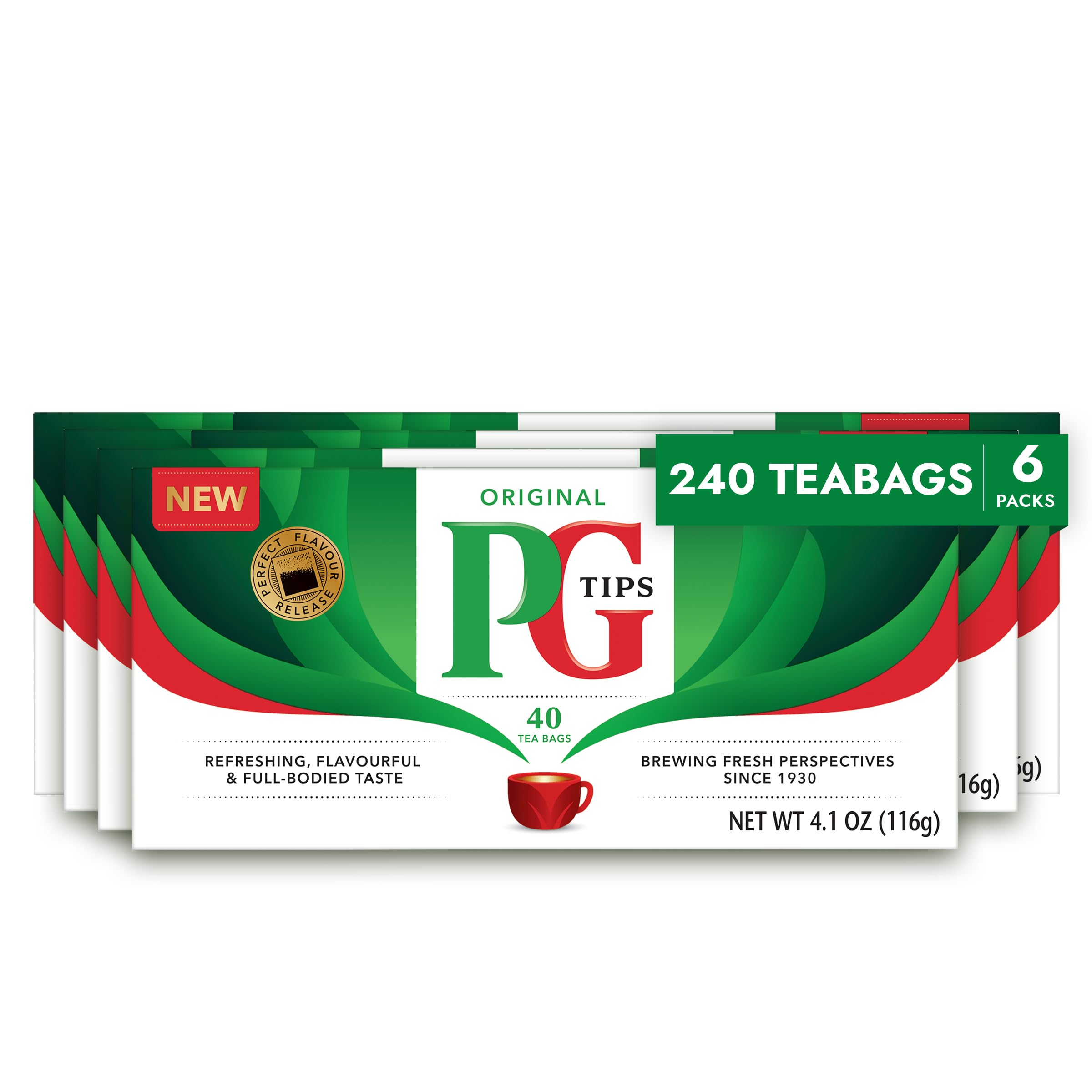 PG Tips Original tea bag close-up, showcasing quality leaves for a flavorful cup.
