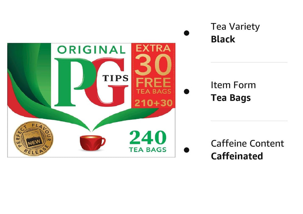PG Tips Original tea bags square design close-up highlighting enhanced water flow.