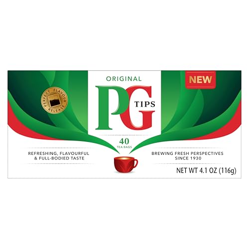 PG Tips Original tea leaves harvested at altitude for a bright flavor.