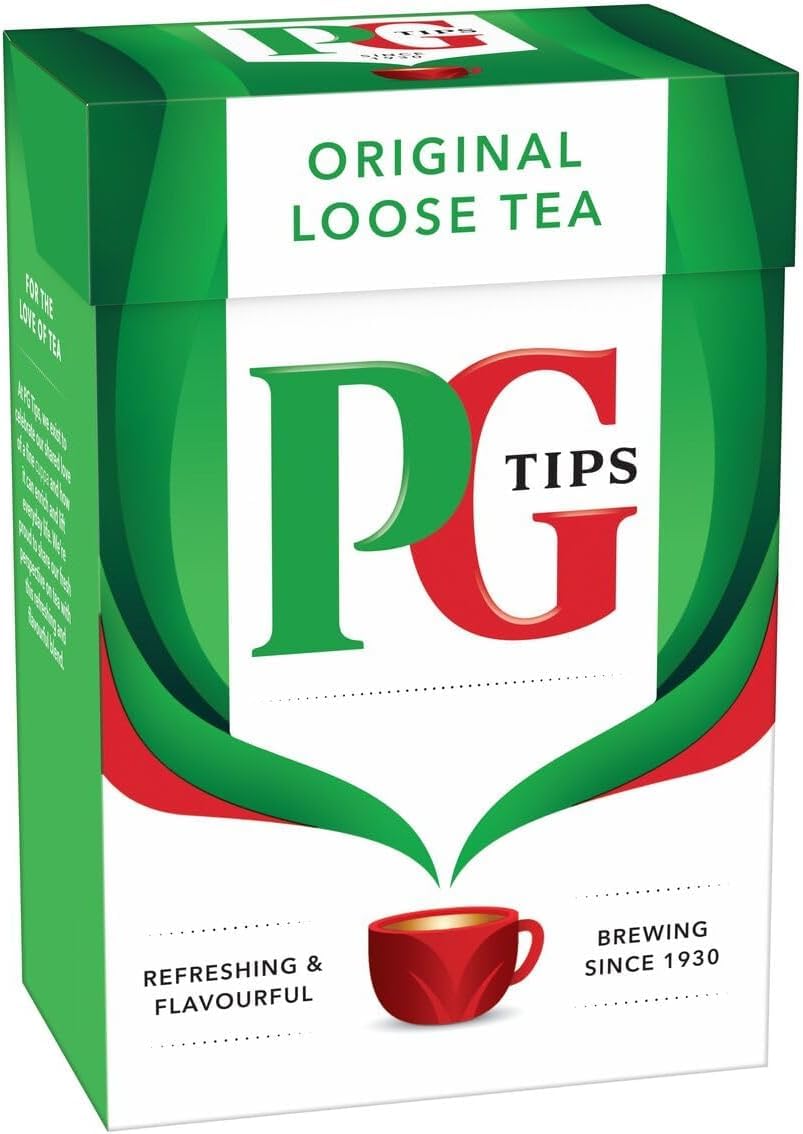 PG Tips UK classic branding highlighting decades of tea tradition.