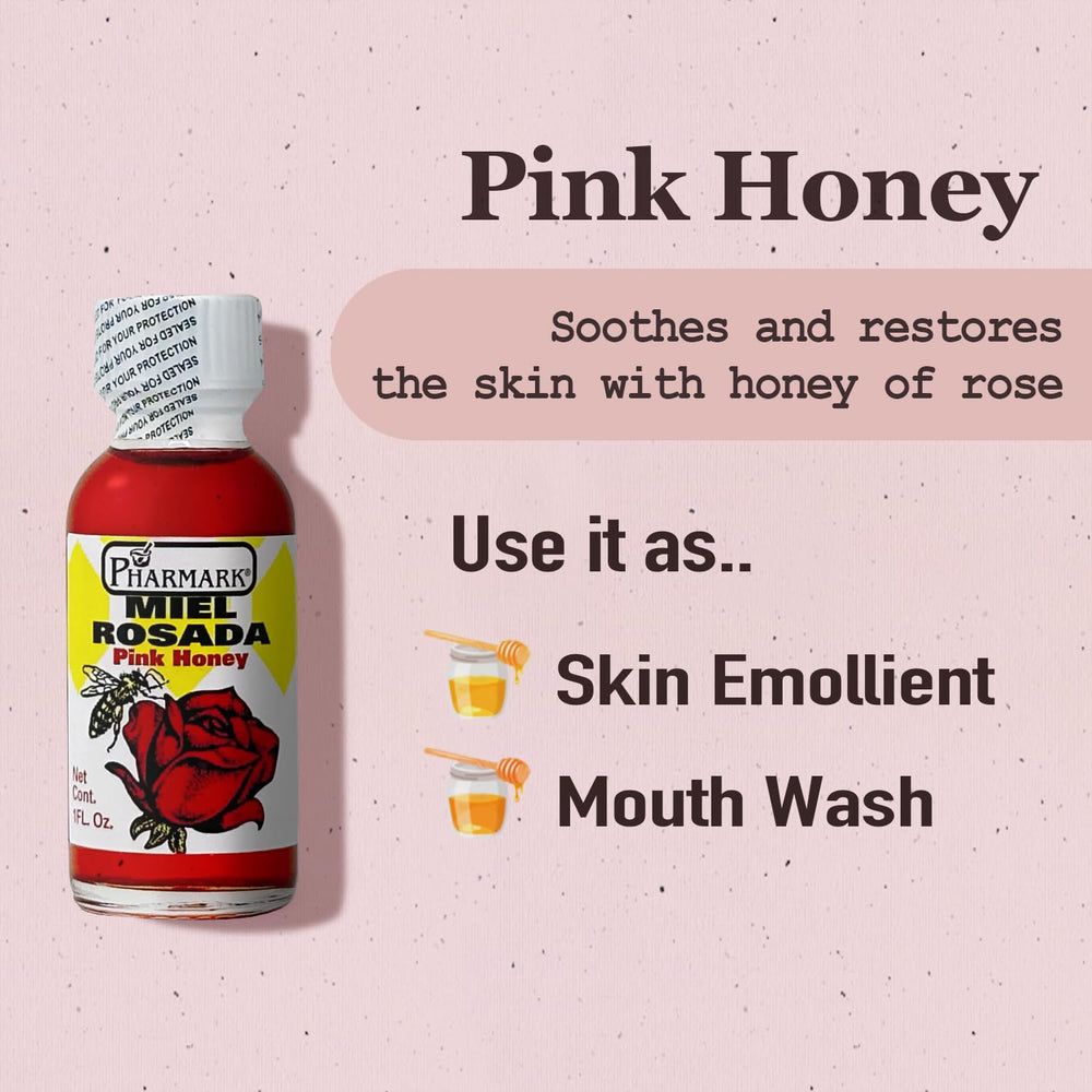 Dipping spoon drizzles pink honey over fruit or yogurt.