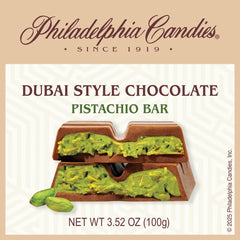 Philadelphia Candies Dubai Style bar with pistachio cream close-up showing creamy filling