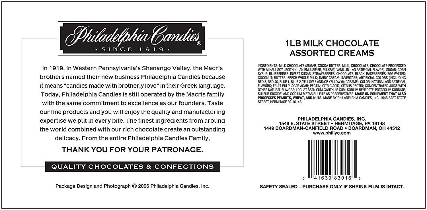 Milk chocolate cream centers by Philadelphia Candies in close up