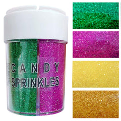 PhilaeEC Mardi Gras sanding sugar bottle adds festive color to cakes.