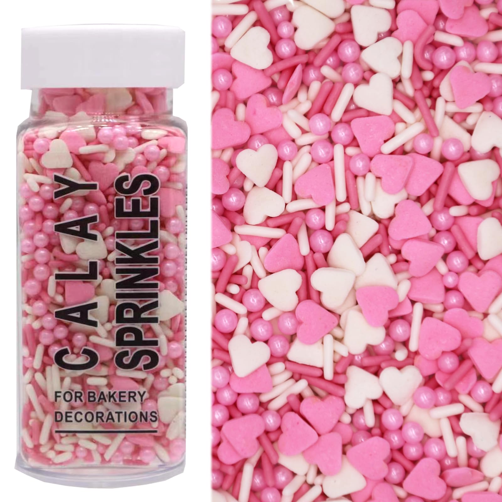 PhilaeEC Vanlentine pink and white heart sprinkles for cake toppers