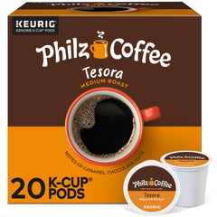 Philz Tesora K-Cup pod packaging for convenient single-serve coffee.
