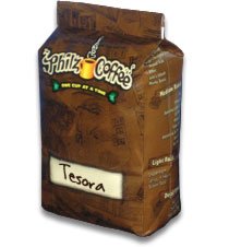 Philz Coffee Tesora whole bean closeup highlighting aroma for brewing at home.