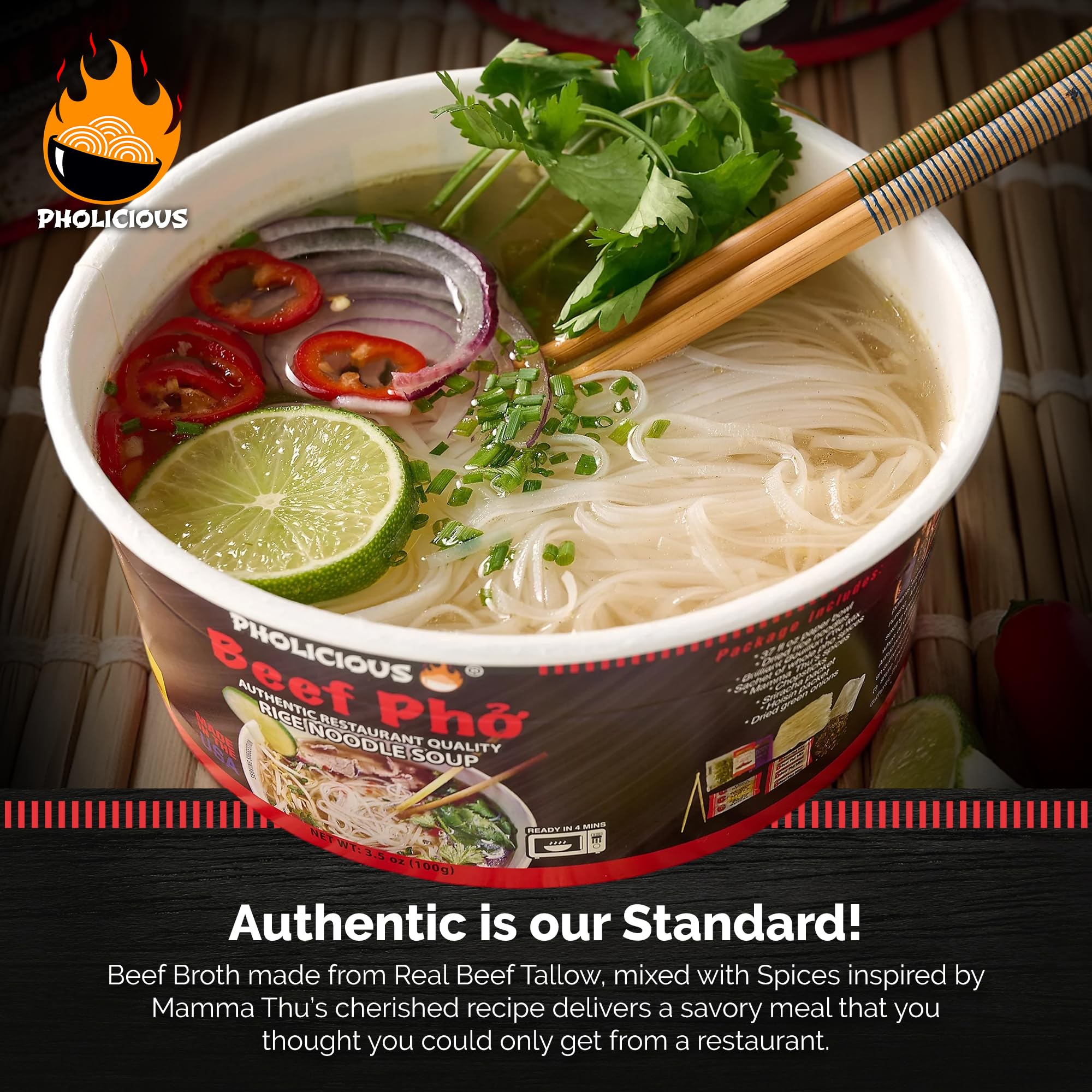 PhoLicious microwave-ready pho bowl for fast, comforting meals.