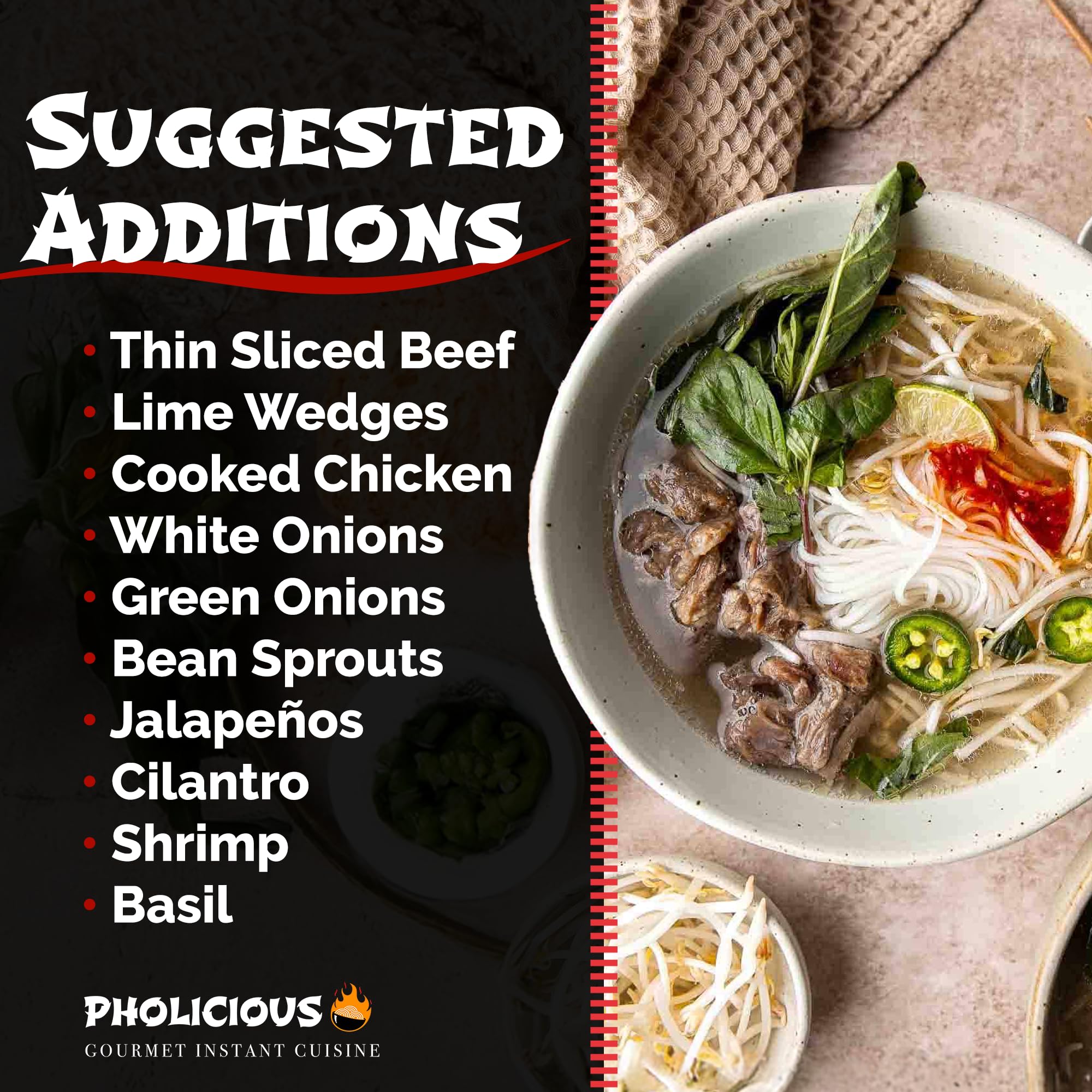 PhoLicious sriracha hoisin pack enhances spice and depth.