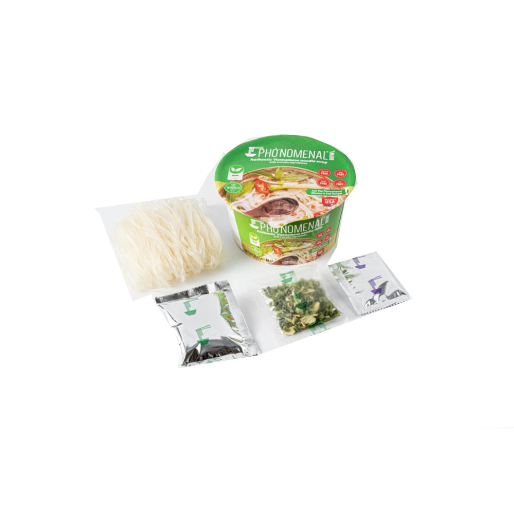Pho'nomenal broth closeup, rich flavor for quick meals.
