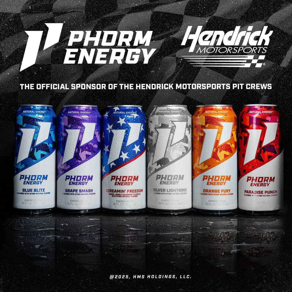 Phorm Energy Paradise Punch 12-pack display on a retail shelf