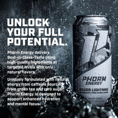 Phorm Energy Silver Lightning bottle highlights electrolytes for hydration.