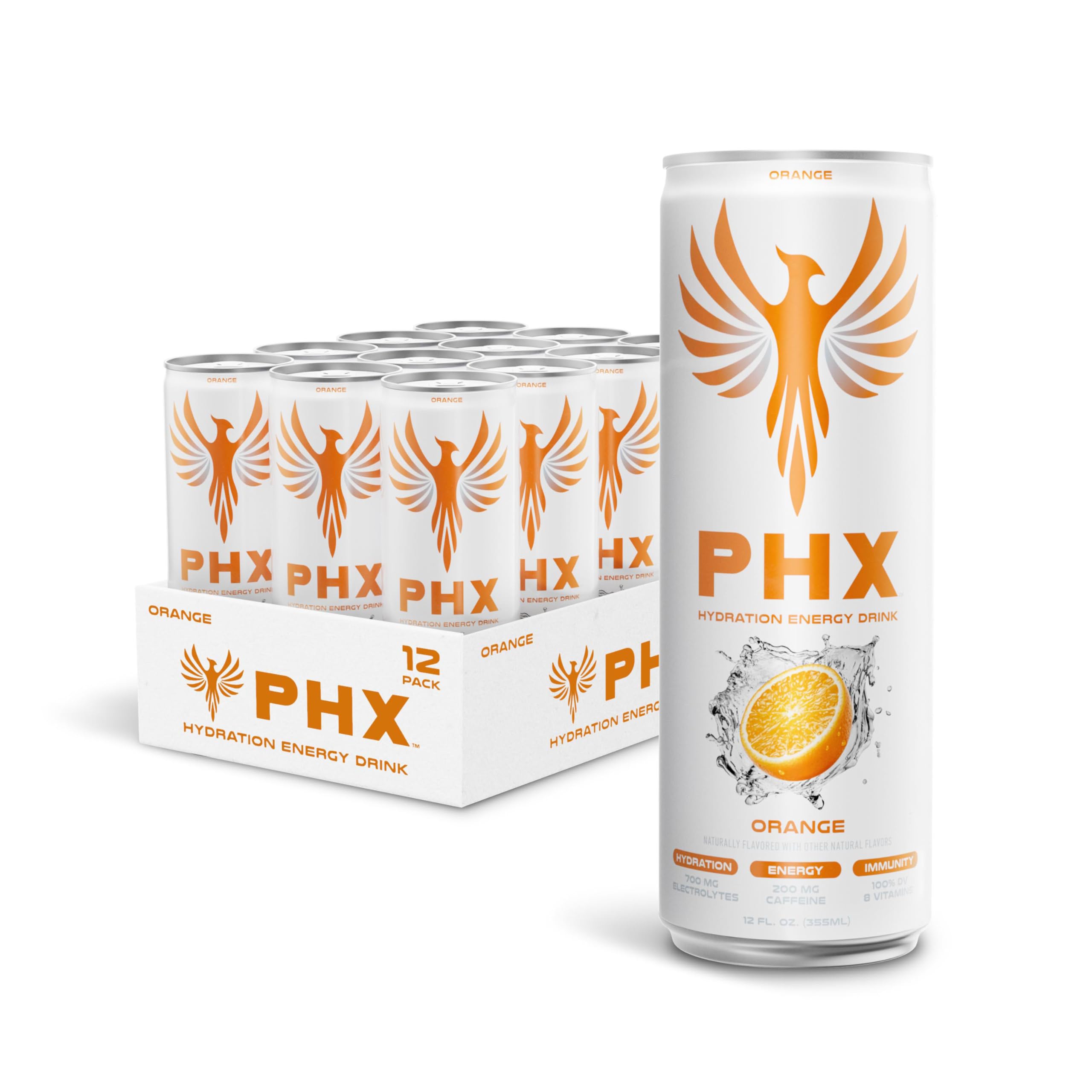 PHX Hydration Energy Drink front can showing electrolyte blend for on-the-go hydration