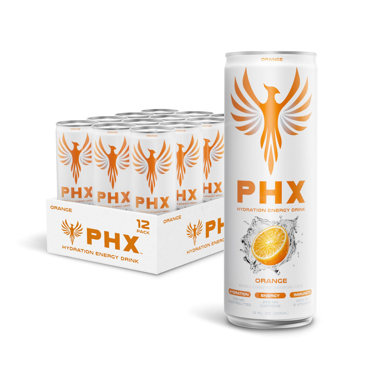 PHX Hydration Energy Drink front can showing electrolyte blend for on-the-go hydration