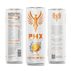 PHX Hydration Energy Drink close-up of ingredients highlighting vitamins and caffeine source
