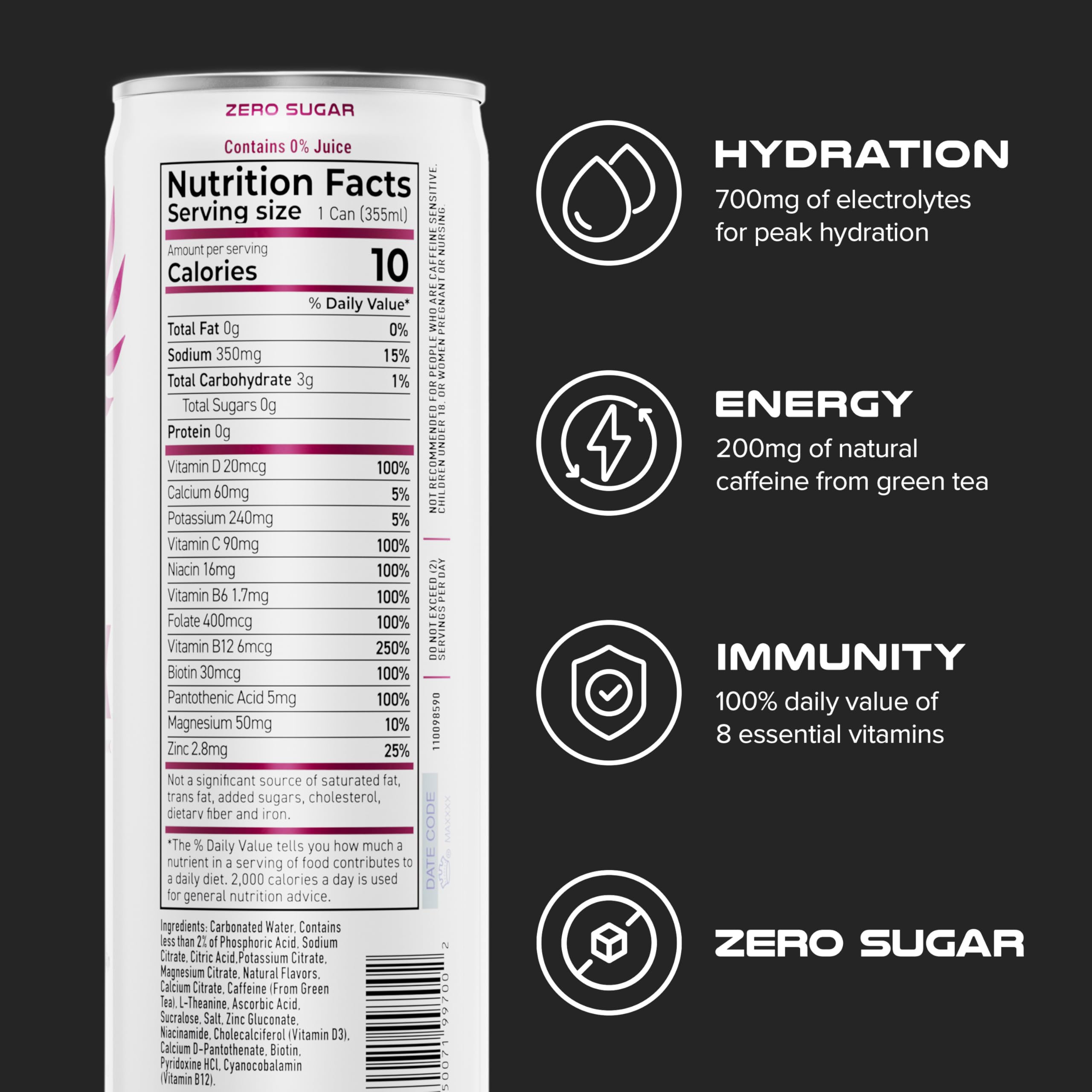 PHX Hydration Energy Drink wild berry being poured into a glass