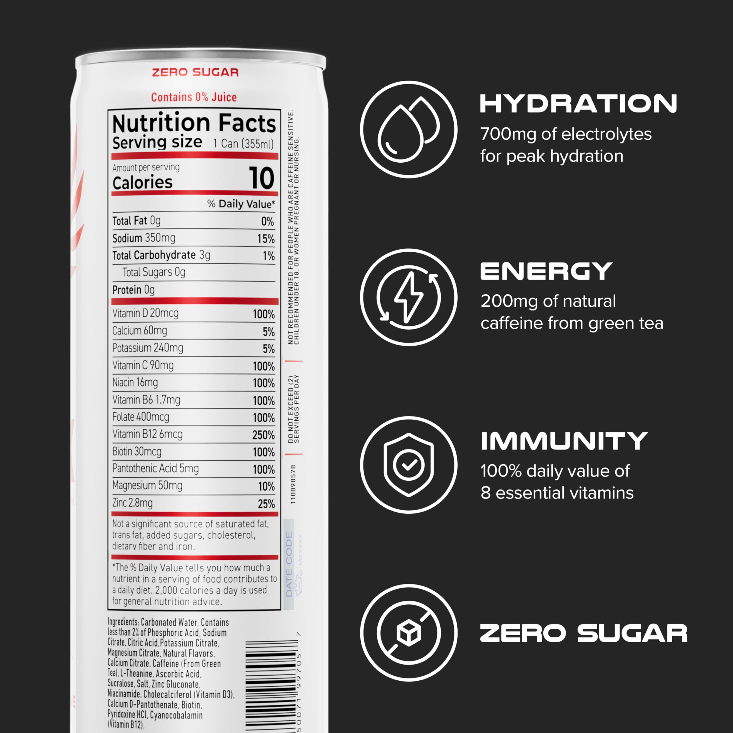 PHX electrolyte blend with minerals for balanced hydration during activity.