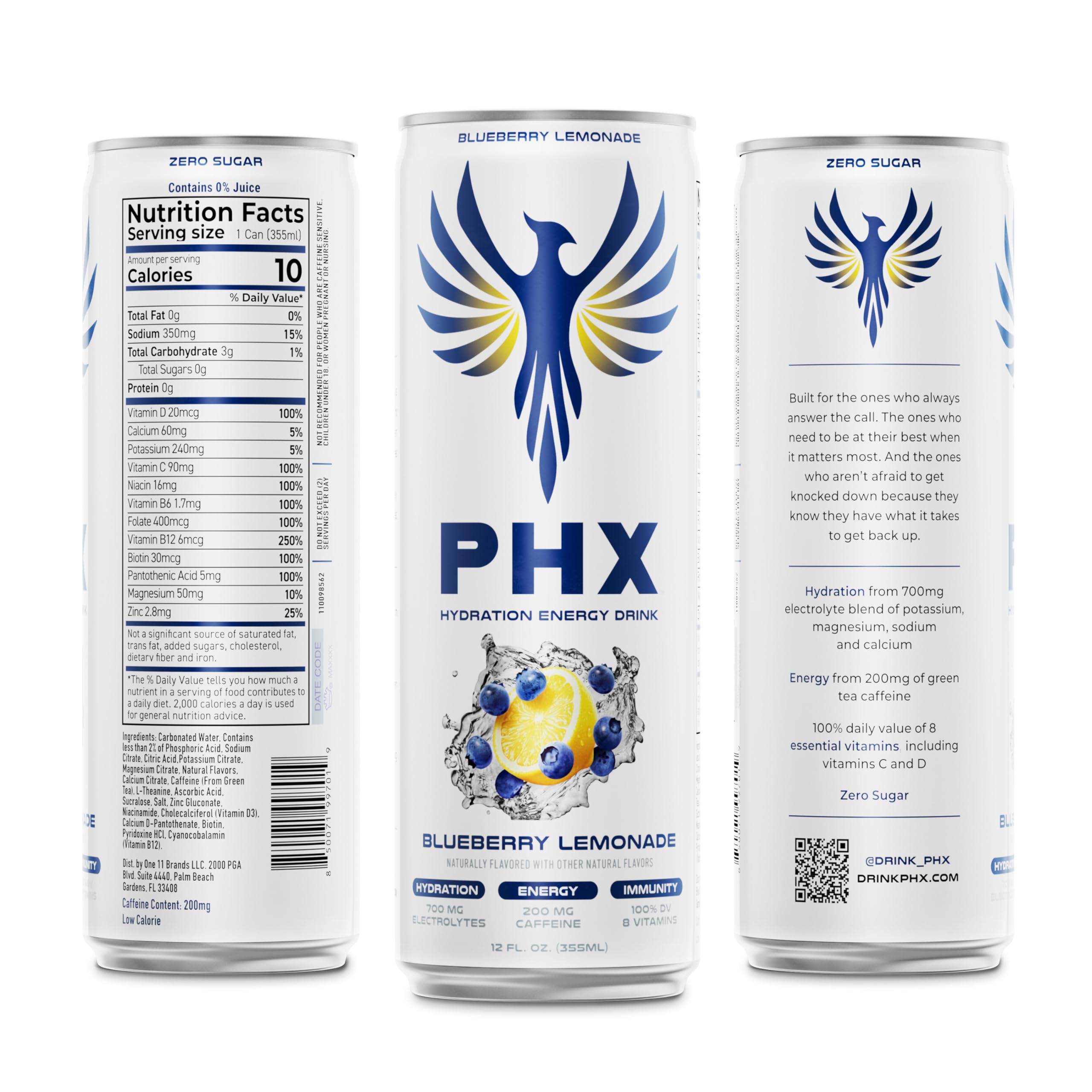 PHX Hydration Energy natural green tea caffeine can with steady energy.