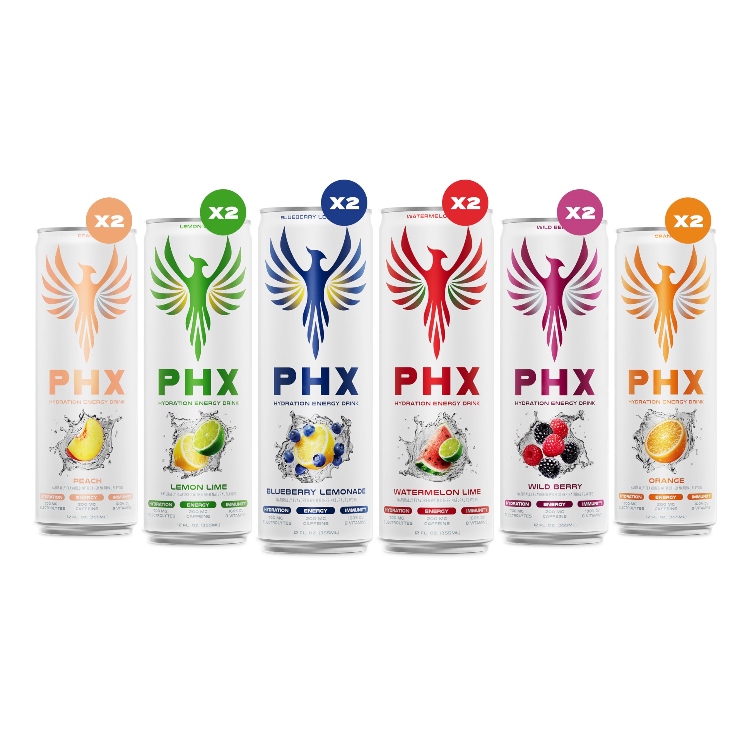PHX Variety Pack cans displayed for multiple flavors and selection