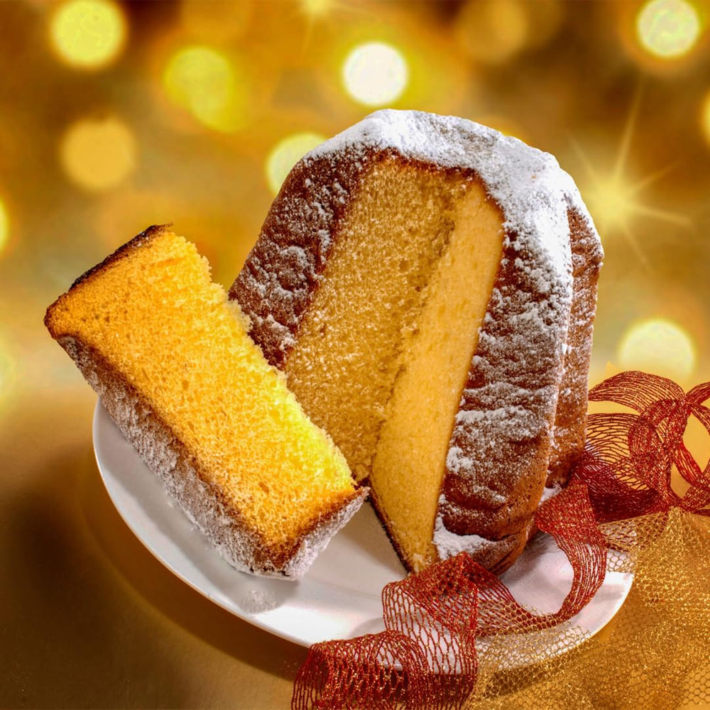 Piacelli Pandoro on a holiday table as a luxurious centerpiece.
