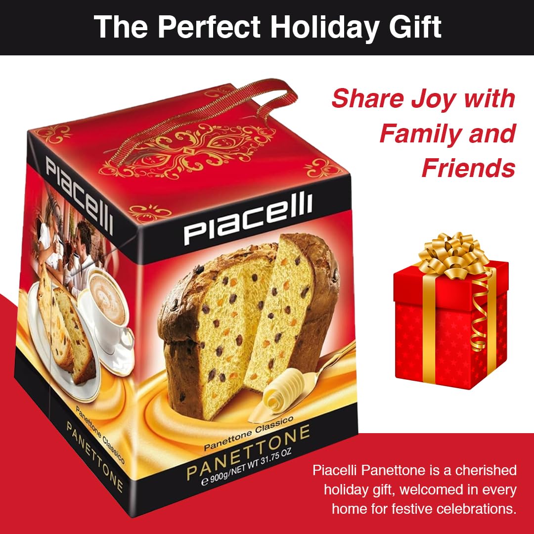 Piacelli panettone slice served on plate for easy tasting