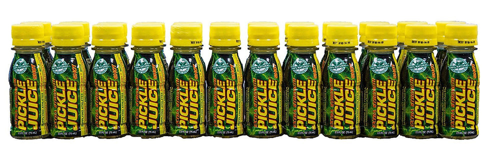 Pickle Juice Extra Strength Shot bottle close-up with bold label