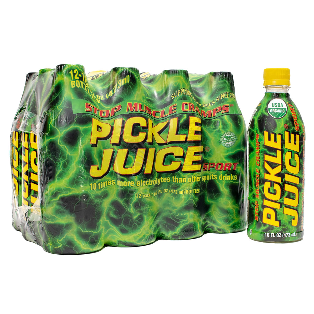 Pickle Juice Sports Drink demonstrates cramp-relief in about 60 seconds during activity.