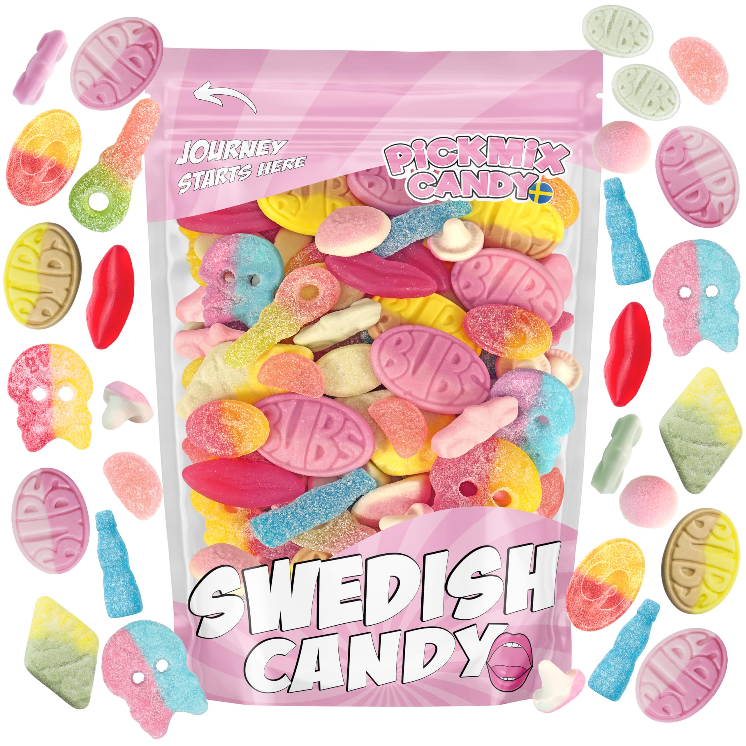 Pickmix BUBS dizzy skulls foam candy with bold sour flavor and soft texture.