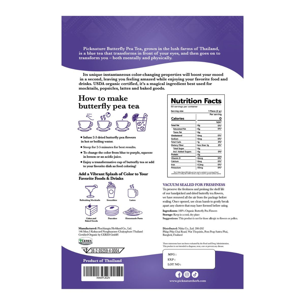 PickNature Butterfly Pea Tea packaging mini-pack for on-the-go freshness