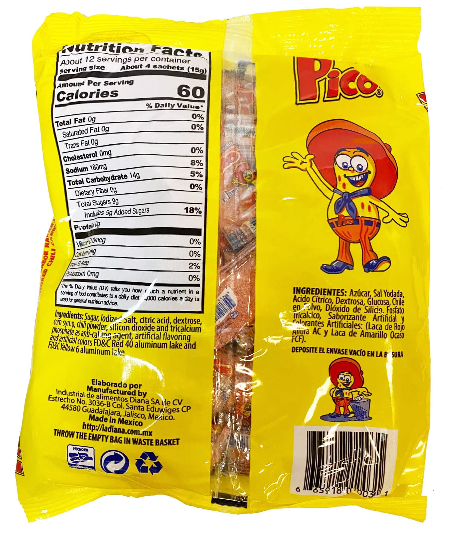 Pico Diana orange hot candy powder closeup, ideal for on-the-go flavor bursts.