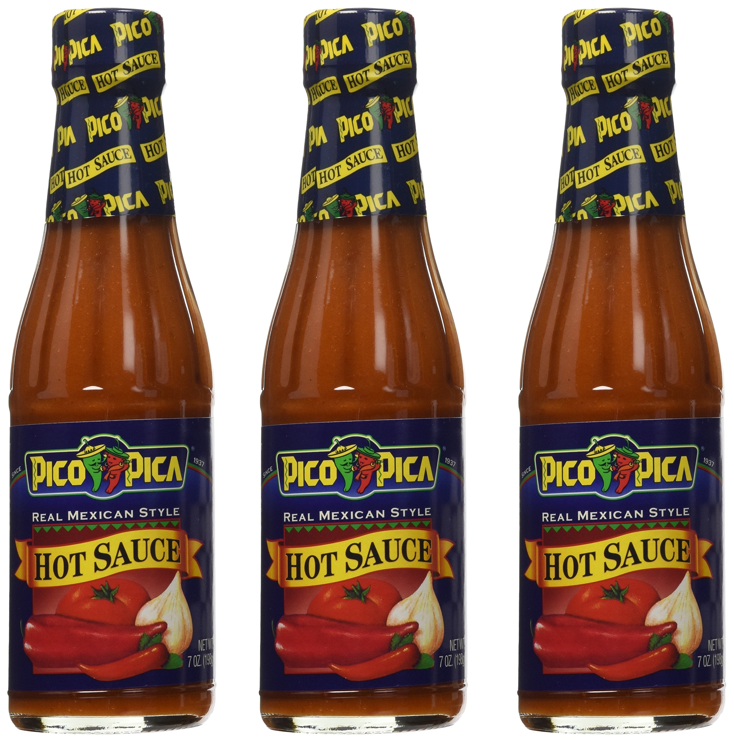 Pico Pica Mexican Hot Sauce bottle being poured to spice up meals.