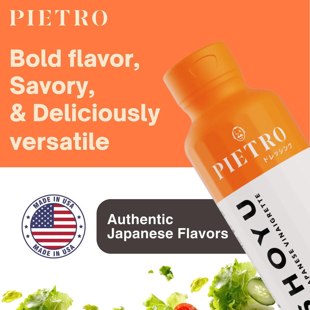 Pietro Dressing Original Shoyu glaze on vegetables adds depth and shine.